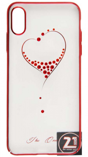 Задняя накладка Kingxbar для Apple iPhone XS Max со стразами сердце красный