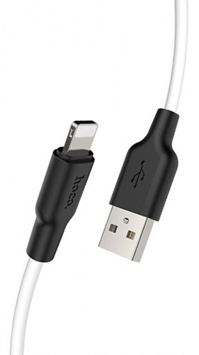Кабель USB - Apple 8 pin HOCO X21 Plus 2.0м круглый 2.4A силикон черно-белый