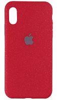 Силиконовый чехол для Apple iPhone X/XS матовый с блестками красный