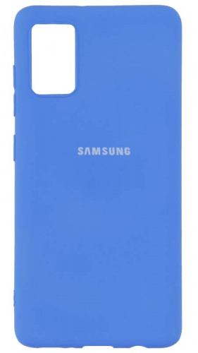 Силиконовый чехол для Samsung Galaxy A41/A415 с лого светло-синий