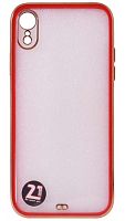 Силиконовый чехол для Apple iPhone XR прозрачный с металлическим ободком красный