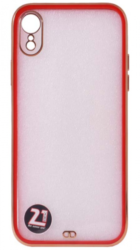 Силиконовый чехол для Apple iPhone XR прозрачный с металлическим ободком красный