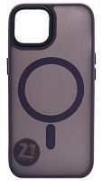 Силиконовый чехол MagSafe для Apple iPhone 15 матовый фиолетовый
