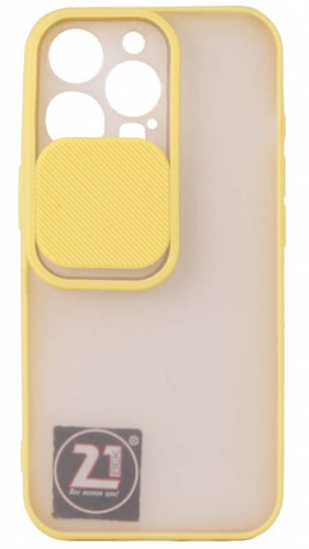 Силиконовый чехол для Apple iPhone 13 Pro с защитой камеры хром желтый