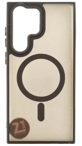 Силиконовый чехол MagSafe для Samsung Galaxy S23 Ultra матовый черный