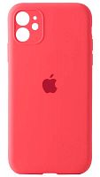 Силиконовый чехол Soft Touch для Apple iPhone 11 с защитой камеры лого ярко-розовый