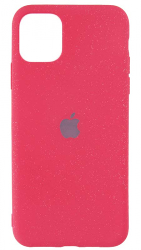Силиконовый чехол для Apple iPhone 11 Pro Max матовый с блестками розовый