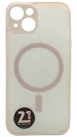 Силиконовый чехол для Apple iPhone 14 MagSafe с окантовкой и защитой камеры розовый