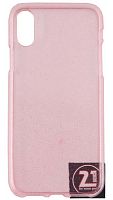 Силиконовый чехол для Apple iPhone X/XS с блестками прозрачный розовый