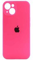 Силиконовый чехол Soft Touch для Apple iPhone 14 с защитой камеры лого неоновый розовый