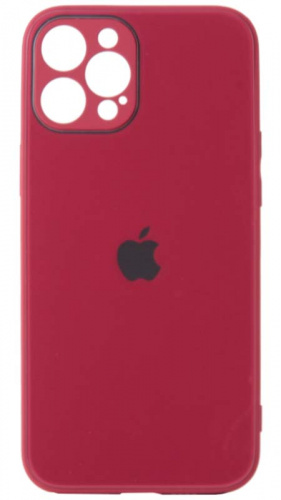 Силиконовый чехол для Apple iPhone 12 Pro Max стеклянный с защитой камеры бордовый