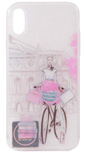 Силиконовый чехол для Apple iPhone XR девушки с блеском велосипед