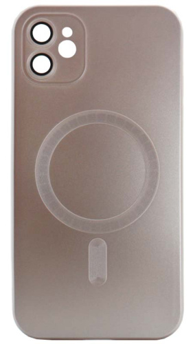 Силиконовый чехол для Apple iPhone 11 magsafe металл с защитой камеры бронза