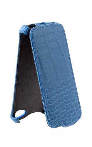 Чехол футляр-книга Armor Case для iPhone 5 кожа (крокодил синий)