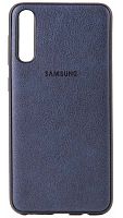 Силиконовый чехол для Samsung Galaxy A50/A505 кожа с лого синий