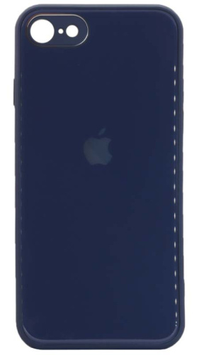 Силиконовый чехол для Apple iPhone 7/8 стеклянный с защитой камеры синий
