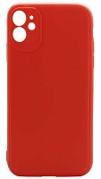 Силиконовый чехол для Apple iPhone 11 с защитой камеры матовый красный