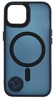 Силиконовый чехол MagSafe для Apple iPhone 15 матовый синий