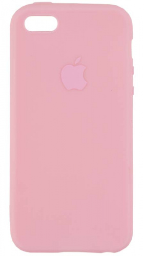 Силиконовый чехол для Apple iPhone 5/5S/SE с лого розовый