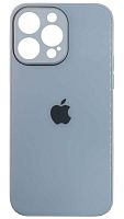 Силиконовый чехол для Apple iPhone 14 Pro Max стеклянный с защитой камеры бледно-голубой