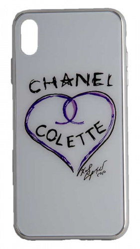 Силиконовый чехол для Apple iPhone XS Max стеклянный Colette белый