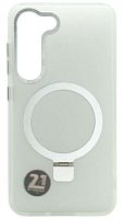 Силиконовый чехол для Samsung Galaxy S23 MagSafe с подставкой белый