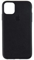 Силиконовый чехол для Apple iPhone 11 Pro кожа с лого черный вид 2