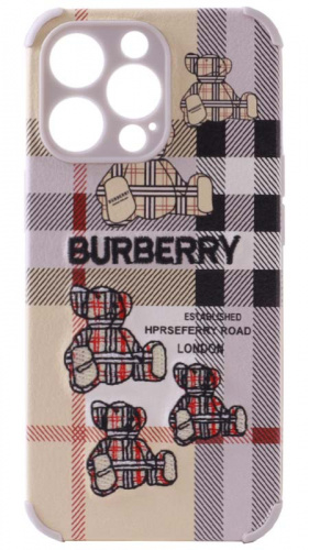 Силиконовый чехол для Apple iPhone 13 Pro с вышивкой и рисунком Burberry