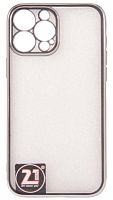 Силиконовый чехол для Apple iPhone 13 Pro Max прозрачный с окантовкой серебро