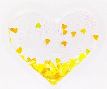 Декоративная наклейка на чехол пересыпучка силикон сердце желтый