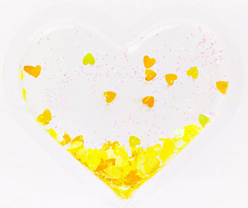 Декоративная наклейка на чехол пересыпучка силикон сердце желтый