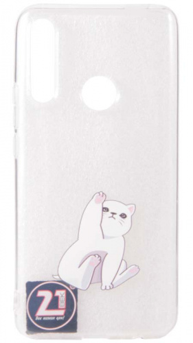 Силиконовый чехол для Huawei P Smart Z/Honor 9X белый котик