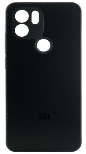 Силиконовый чехол для Xiaomi Redmi A1 Plus/A2 Plus матовое стекло с лого черный