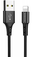 Кабель USB - Apple 8 pin Borofone BX20 1.0м 2.0A ткань черный