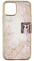 Задняя накладка Kingxbar для Apple iPhone 12/12 Pro со стразами бабочки золото