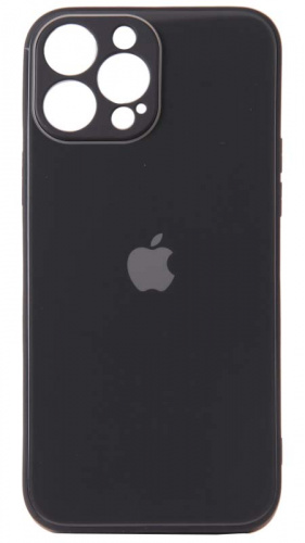 Силиконовый чехол для Apple iPhone 13 Pro Max стеклянный с защитой камеры черный