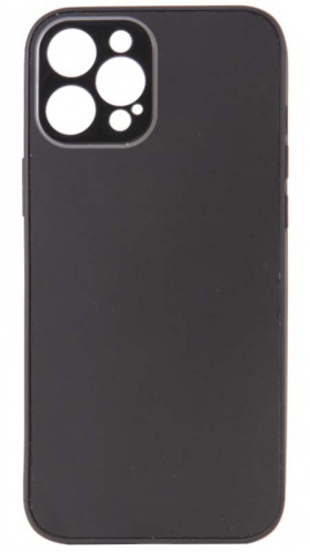 Силиконовый чехол для Apple iPhone 12 Pro Max с защитой камеры бархатное стекло черный