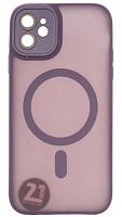 Силиконовый чехол MagSafe для Apple iPhone 11 матовый с линзами фиолетовый