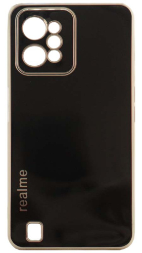 Силиконовый чехол для Realme C31 глянцевый с окантовкой черный