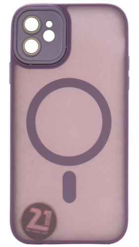 Силиконовый чехол MagSafe для Apple iPhone 11 матовый с линзами фиолетовый