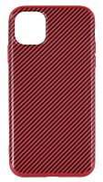 Силиконовый чехол для Apple iPhone 11 глянцевый карбон красный
