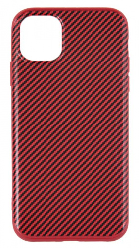 Силиконовый чехол для Apple iPhone 11 глянцевый карбон красный