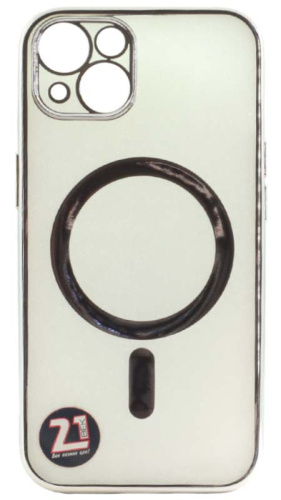 Силиконовый чехол Anyland для Apple iPhone 13 magsafe серебро