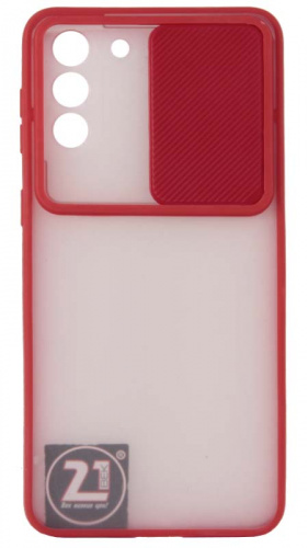 Силиконовый чехол для Samsung Galaxy S21 Plus с защитой камеры хром красный