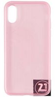 Силиконовый чехол для Apple iPhone X/XS плотный прозрачный розовый