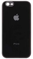 Силиконовый чехол для Apple iPhone 6/6S стеклянный с защитой камеры черный