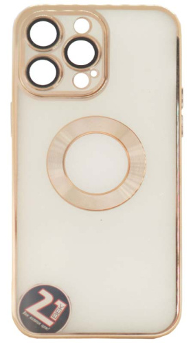 Силиконовый чехол для Apple iPhone 14 Pro Max с линзами на камеру золотой
