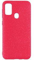 Силиконовый чехол для Samsung Galaxy M30s/M215 матовый с блестками красный