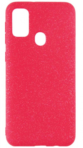 Силиконовый чехол для Samsung Galaxy M30s/M215 матовый с блестками красный