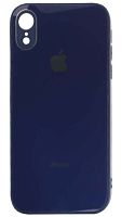 Силиконовый чехол для Apple iPhone XR стеклянный с защитой камеры синий